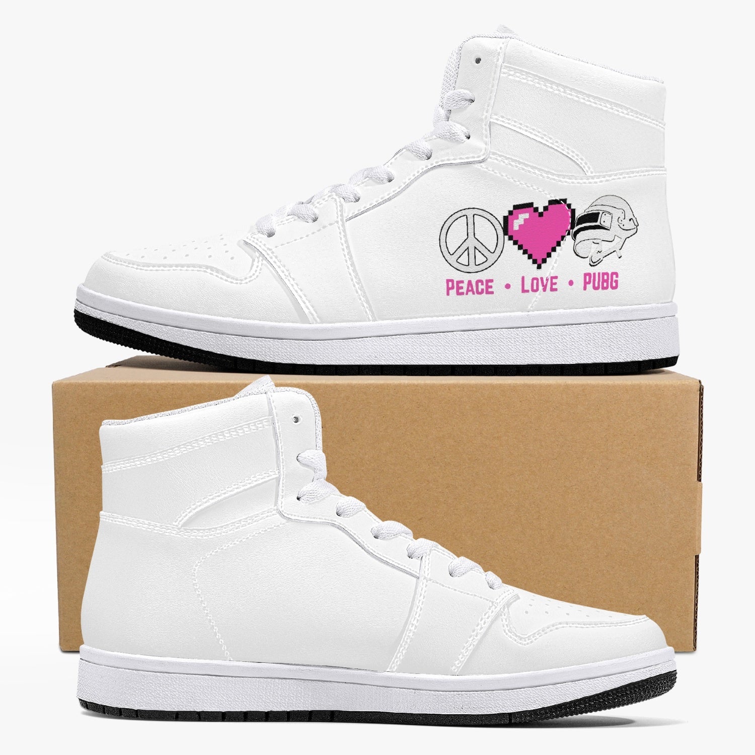plp High-Top Leather Sneakers - White / Black