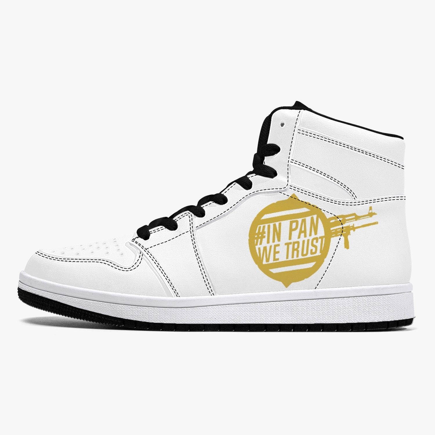 pan High-Top Leather Sneakers - White / Black