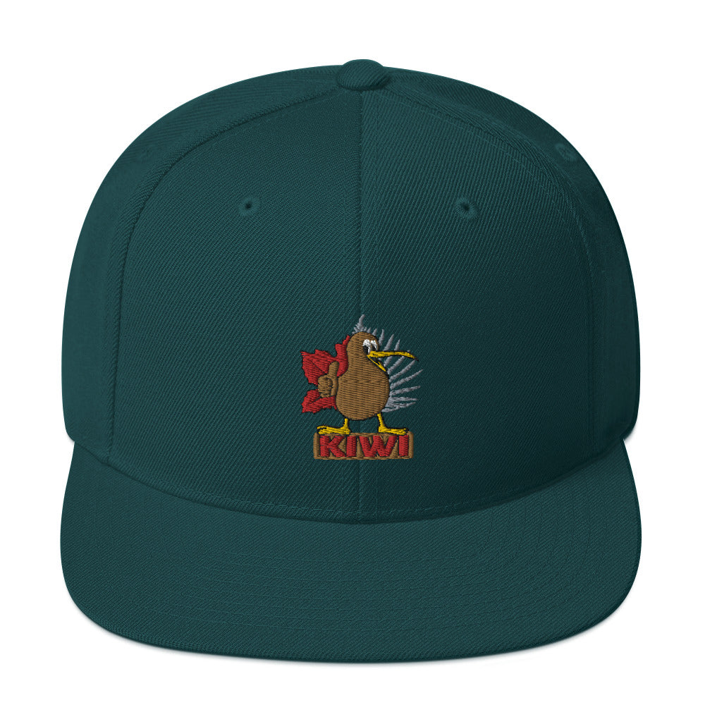 kiwi Embroidered Flat Brim Hat