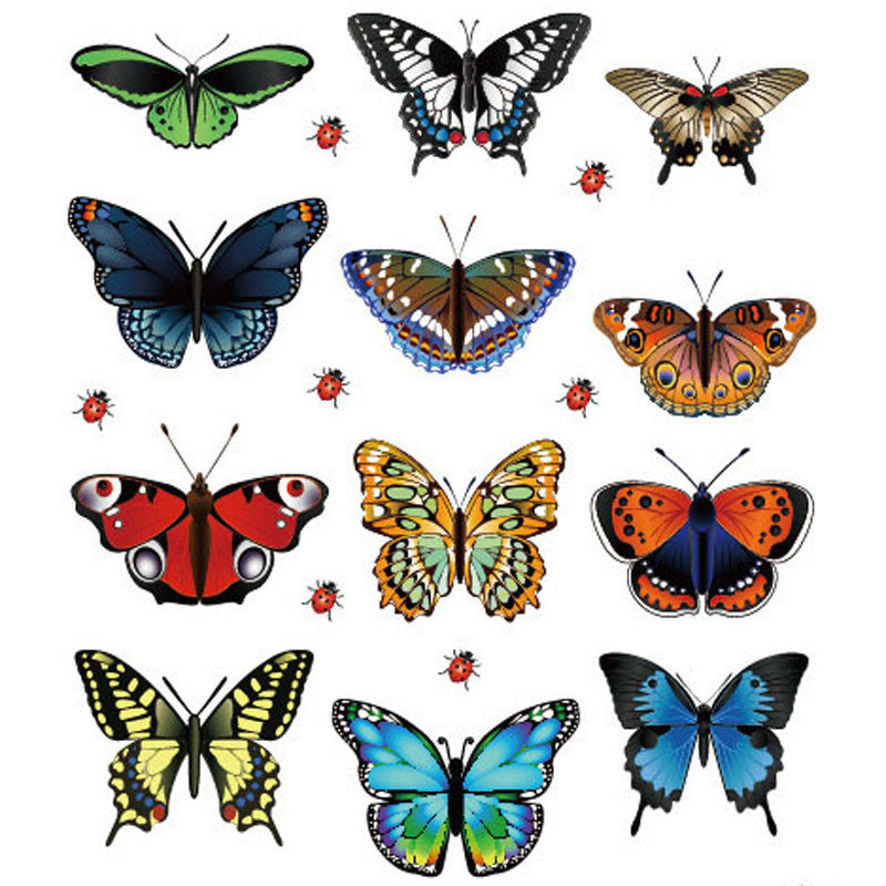 New Landscaping Decoration Heart Shaped Stickers 12 Butterfly Stickers